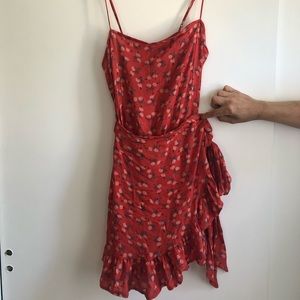 NWT FREE PEOPLE orange floral wrap tank top dress